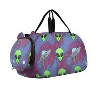 Ragazzi Carry on Duffel Weekend Duffel Pernottamento Carino Koala Faces Giallo Chiaro Ragazze Duffle Bags Viaggio Tote Scarpa Scomparto, Verde Alien Heads Blu Viola, classico