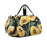 Ragazzi Carry on Duffel Weekend Duffel Pernottamento Carino Koala Faces Giallo Chiaro Ragazze Duffle Bags Viaggio Tote Scarpa Scomparto, Fiore di papavero giallo nero, classico