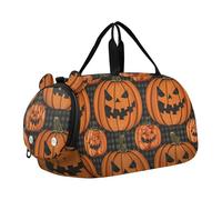 Ragazzi Carry on Duffel Weekend Duffel Pernottamento Carino Koala Faces Giallo Chiaro Ragazze Duffle Bags Viaggio Tote Scarpa Scomparto, Tessuto trapuntato zucca di Halloween, classico