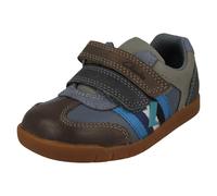 Ragazzi Clarks Denari Righe Chiusura a Strappo Scarpe