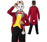 Ragazzi Coniglio Bianco Costume Bambini Alice da Favola Libro Giorno Wonderland