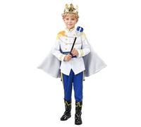 Ragazzi Costume da Principe Reale Costume da Principe Azzurro per Bambini Giacca a Maniche Lunghe Pantaloni Fantasia Medievale re Set Carnevale di Halloween Set da Festa di Ruolo Bello