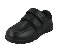 Ragazzi Doppio Cinturino pelle Nera Scuola Scarpe N1R153