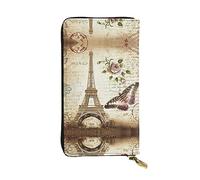 Ragazzi E Ragazze In Vigili del Fuoco In Pelle Lungo Handheld Portafoglio Delle Donne Per Carta Di Credito Contanti Monete Depos, Vintage Parigi Torre Eiffel Farfalla, Taglia unica