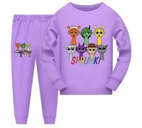 Ragazzi e Ragazze Morbido Pigiama Set, Stampa di Cartoni Animati Bambini Manica Lunga e Pantaloni Lunghi Pigiama Set,Viola,150cm