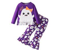 Ragazzi E Ragazze Pigiama Halloween Halloween da Notte con Stampa Che Si Illumina al Buio Set Camicia Abbottonata Pigiami Due Pezzi Loungewear Abbigliamento per La Casa Impostato Regalo