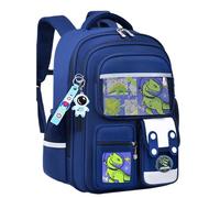 Ragazzi e ragazze sacchetto di scuola e astuccio 2 pezzi set, scuola elementare adolescente Kawaii borsa con carta distintivo e simpatico ciondolo,Style 2,small