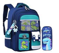 Ragazzi e ragazze sacchetto di scuola e astuccio 2 pezzi set, scuola elementare adolescente Kawaii borsa con carta distintivo e simpatico ciondolo,Style 3+pencil case,lager