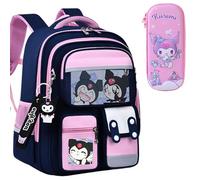 Ragazzi e ragazze sacchetto di scuola e astuccio 2 pezzi set, scuola elementare adolescente Kawaii borsa con carta distintivo e simpatico ciondolo,Style 1+pencil case,lager