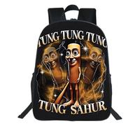 Ragazzi e ragazze zaino leggero, italiano Brainrot Tung Tung Tungzaino per bambini impermeabile, zaino per la scuola delle spalle,B