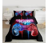 Ragazzi Gaming PiuminoTeens Gamer Piumino Moderno Blu Rosso Videogioco Controller Comforter Per Bambini Youth Camera da letto Decor Multi-Colore Gamer Console Azione Pulsanti Piumino 200x200cm