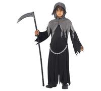 Ragazzi Grim Reaper Costume da Halloween Phantom Spaventosa Evil Vestaglia Nuovo