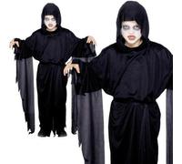 Ragazzi Grim Reaper Costume Nero Vestaglia Ghoul da Halloween Costume Nuovo