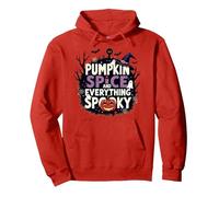 Ragazzi Halloween Pumpkin Spice e Tutto Spooky Felpa con Cappuccio, Unisex per Adulti, Rosso, L