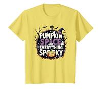 Ragazzi Halloween Pumpkin Spice e Tutto Spooky Maglietta, Bambini, Limone, 6 Anni