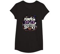 Ragazzi Halloween Pumpkin Spice e Tutto Spooky Maglietta, Ragazze, Nero, L