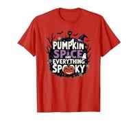 Ragazzi Halloween Pumpkin Spice e Tutto Spooky Maglietta, Uomo, Rosso, L