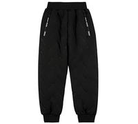Ragazzi Joggers Pantaloni Vita Elastica Termico Caldo Isolare Pantaloni Spessore Termico Morbido Inverno Pile Sweatpants con Tasche Casual Scuola Gioco Tracksuit Bottoms Nero 12-13 Anni