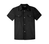 Ragazzi Manica Corta Camicia per la Scuola: Bambini Bottone su Collare Vestito Moda Camicia Nero 8