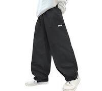 Ragazzi Pantaloni Elastici a Vita Alta Cargo Joggers Sciolti Casual a Gamba Larga Streetwear Cotone Track Sweatpants Pantaloni Nero 13-14 Anni
