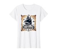 Ragazzi Pirata Nati per saccheggiare un'avventurosa Caccia al Tesoro Maglietta, Donna, Bianco, S