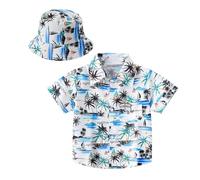 Ragazzi Ragazze Casual Carino Manica Corta Button Down Camicie Hawaiane Risvolto Bambini Costume Turistico Tropical Aloha Camicie Cartoon Spiaggia Grafica Colorata Vacanza Estate Floreale Fres, bianco