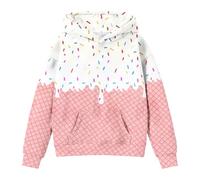 Ragazzi Ragazze Printed Hoodie Basic Comfort Felpa in Cotone Maglia di Tuta a Manica Lunga Pullover Pile Sherpa Maglione Top 3-12 Anni Giacca Invernale Bambina