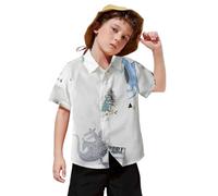 Ragazzi Spiaggia Cool Manica Corta Button Down Camicie Hawaiane Vacanza Bambini Ragazze Estate Aloha Tropicale Camicie Casual Turistico Costume Grafico Carino Floreale Colorato, bianco, 12-18 Mesi