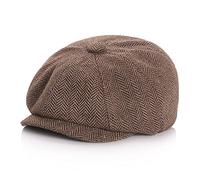 Ragazzi Vintage Newsboy Cap Tweed Berretto Piatto Cappello Cabbie Driver Cappelli per Bambini per Bambini Pageboy Cappelli, Caff, 4-7 Anni