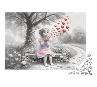 Ragazzina che soffia cuori Puzzle in Legno Impermeabile DIY Puzzles Da 1000 Pezzi Regali Per Adulti Colorati Per Decorazioni Domestiche