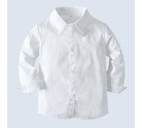 Ragazzino Camicia bianca a maniche lunghe con bottoni, con colletto rovesciato, stile college signorile, versatile per l'uso quotidiano, occasioni scolastiche e di festival 6Y,7Y,4Y,5Y,2-3YColore unic