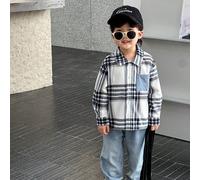 Ragazzino Camicia classica a maniche lunghe con colletto risvoltato scozzese e jeans larghi, comodi per lo sport e il tempo libero in autunno e inverno 6Y,7Y,4Y,5YquadriCotone,Denim