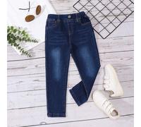 Ragazzino Jeans a gamba dritta baffo di gatto 6Y,7Y,4Y,5YColore unico,stampa dappertuttoDenim