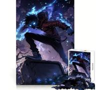 Ragazzo anime con fiamme blu Puzzle da 1000 pezzi per adolescenti Abilità analitiche Rilassante per il tempo libero Incastri precisi Arte Regalo di Natale (38x52cm)