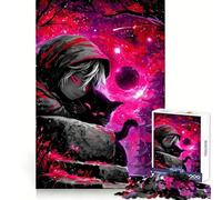 Ragazzo anime con gatto in un paesaggio fantastico, puzzle da 1000 pezzi per adolescenti, che evoca ricordi, un piacere rilassante, con bordi precisi, ideale per una sorpresa di compleanno (38x52cm)