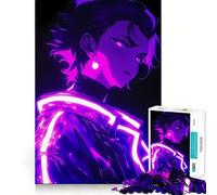 Ragazzo anime in luci al neon - Puzzle da 1000 pezzi - Gioco creativo - Incastro perfetto,nessun pezzo si stacca - Attività per rafforzare i legami affettivi (38x26cm)