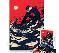 Ragazzo anime in rosso e nero, adolescente, puzzle da 1000 pezzi, stimola la chiarezza mentale, passatempo rilassante, perfetto per le vacanze (50x75cm)