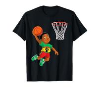 Ragazzo Carino Dribbling A Basket Pelle Marrone Ragazzi Bambini Adolescenti Maglietta