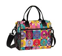 Ragazzo Cartoon Grid Colorful Lunch Box Donne Impermeabile Maschio Lunch Box con Tracolla Lunch Box per High School Femminile Università