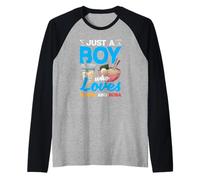 Ragazzo Che AMA Ramen E Boba Anime Style Maglia con Maniche Raglan