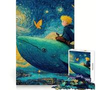 Ragazzo che cavalca una balena sulla città, Van Gogh Puzzle da 1000 pezzi per adolescenti Puzzle Sharp Recall Rilassante Tempo libero Taglio uniforme Regalo speciale (38x52cm)