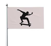 Ragazzo Che Fa Skateboard, Sagoma Nera Garden Flag Divertente Bandiere Da Giardino Con 2 Occhielli Bandiera Da Cortile Per Interni Fattoria Patio 90X150Cm