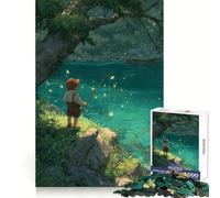 Ragazzo che pesca in un lago magico Puzzle per ragazzi, 1000 pezzi, stimola la mente, facile relax, bordi uniformi, regalo premuroso (50x75cm)