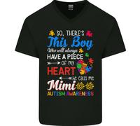 Ragazzo Chiamate Me Mimi Autism Consapevolezza Uomo Scollo A V Cotone T-Shirt