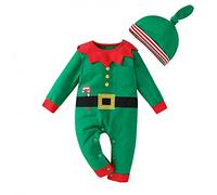 Ragazzo delle Neonate Costume della Santa del Partito Pagliaccetti Cosplay Prima Infanzia Bimbo Vestito Babbo Natale 2pcs Stampa Natalizia Pagliaccetto + Cappello Set Tuta Pigiama per Bebè