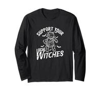 Ragazzo di Halloween Sostieni Le tue Streghe Locali Maglia a Manica