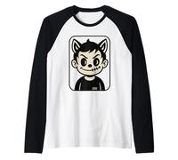 Ragazzo Diavolo Cute Gotico Art Cartoon Creepy Maglia con Maniche Raglan