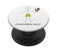 Ragazzo divertente del pollo degli uomini, allevamento di pollo del ragazzo PopSockets PopGrip Adesivo
