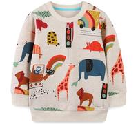 Ragazzo Felpa Senza Cappuccio Natale Dinosauro Cotone Manica Lunga Casual Pullover per Bambini 5-6 Anni