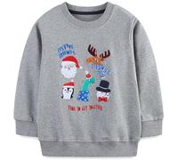 Ragazzo Felpa Senza Cappuccio Natale Dinosauro Cotone Manica Lunga Casual Pullover per Bambini 6-7 Anni